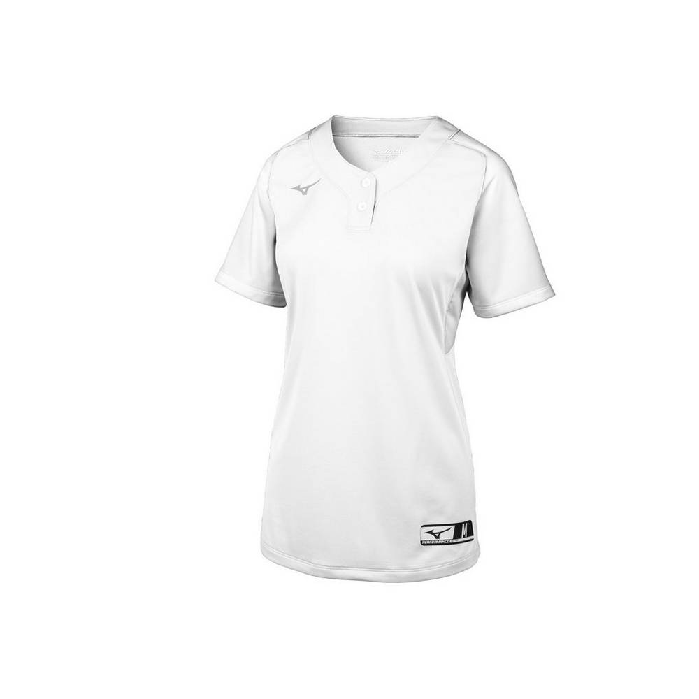 Maglia Mizuno Softball Aerolite 2-Button Donna - Bianche - 68594-WDVZ